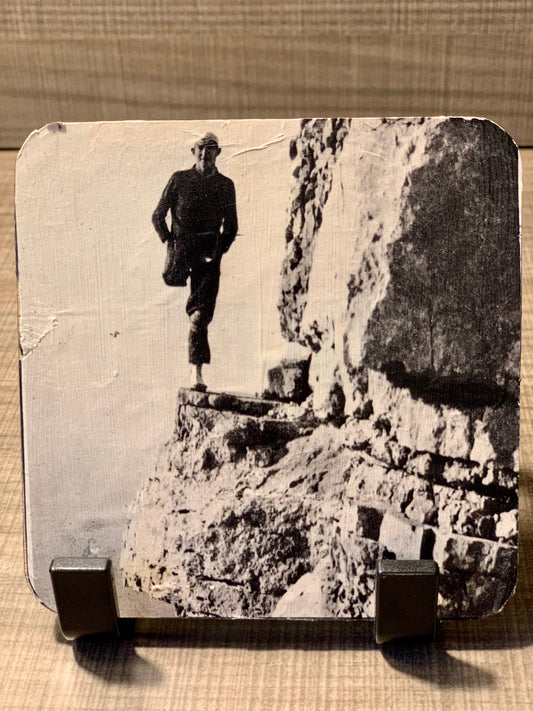 1936 Vintage Coaster One Legged Man on a mountain